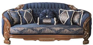 Grey blue and brown living room design. Casa Padrino Luxury Baroque Living Room Sofa With Rhinestones And Decorative Pillows Blue Brown 240 X 90 X H 105 Cm Noble Ornate