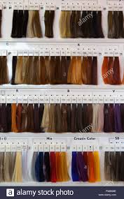 samples of hair in a hairdressers salon showing the range of