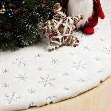 Silver Christmas Tree Skirt Buy Gigalumi 48 Inches Christmas Tree Skirt White And Silver Christmas Tree Mat Snowy White Faux Fur Tree Skirt For Xmas Holiday Home Party Decorations Ornaments White Silver Online In India B08d3rz118