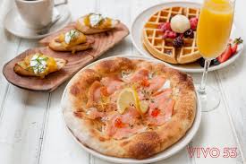 Vivo53 Brick Oven Smoked Salmon Pizza Herbed Creme Fraiche Cold Smoked Salmon Salmon Pearls Ligurian Extra Virgin Olive Oi Smoked Salmon Pizza Food Brunch