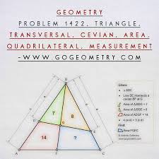 Geometry Problem 1422 Triangle Transversal Cevian Area Measurement Tutoring Geometry Problems Math Questions Geometry