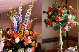 Shop floral supplies 125+ varieties, colors white to purple for your pinterest board Tropical Wedding Flowers Dramatic Reception Centerpieces Orange Purple