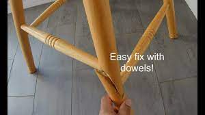 I clamped the chair's leg in my vise. Quick Broken Chair Leg Repair And Fix With Dowels Youtube