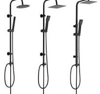 Matt Black 3 Way Rigid Riser Shower Kit For Bath Shower Mixer Taps Round,  Square | eBay