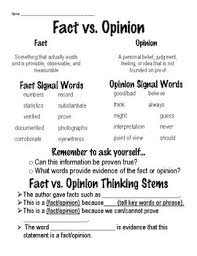 fact versus opinion anchor chart for interactive readers notebook