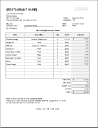 Restaurant Receipt Template For Excel Word Excel Templates