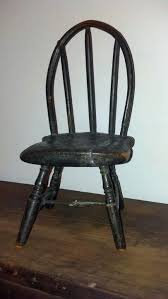 antique c 1820 miniature windsor bow back chair w turned legs and stretchers and orig black paint childrens chairs primitive furniture kids chairs