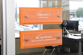 Interchangeable door name plate with logo black. Nameplates Gallery Creative Sign Company Inc Office Nameplates