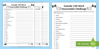 The letters 'sosab' unscramble to spell two words.these five lettered words are:bassosobas. Canada 150 Challenge Word Unscramble Teacher Made