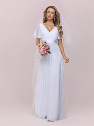 Tom hanks gives an astonishing performance as forrest, an everyman whose simple innocence comes to embody a generation. Ever Pretty Damen Hochzeitskleider A Linie Elegant V Ausschnitt Empire Mit Lange Armel Chiffon Maxi Brautkleid Lang Weiss 08692eh Damen Bekleidung Ayurvedanetworkbhu Com
