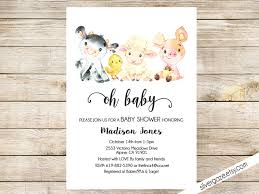 Home Garden Cow Baby Shower Invitation Pig Baby Shower Custom Farm Baby Shower Invitations Greeting Cards Party Supply