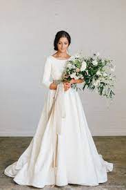 Discountnew Boho A Line Soft Satin Modest Wedding Dresses With 3 4 Sleeves Beaded Blet Low Back Country Bridal Gowns 2020 Custom Made Couture From Totallymodest Modest Wedding Dresses Wedding Dresses Simple