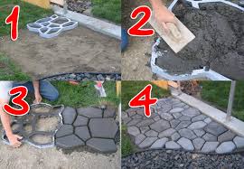 8 Tolle Diy Bastelideen Mit Einer Pflasterform Und Zement Fur Einen Gehweg Im Garten Garden Styles Backyard Projects Diy Garden