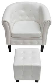 Browse our great prices & discounts on the best tufted recliners. Vidaxl Armchair White Tufted Tub Barrel Design Club Chair Ottoman Foot Stool Transitional Armchairs And Accent Chairs By Vida Xl International B V