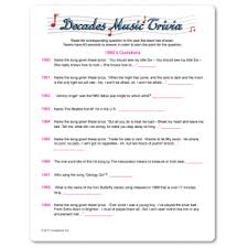 Printable Decades Music Trivia Music Trivia Music Activities Future Music