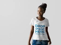 New Beautiful Black Woman At A Photo Studio T Shirt Mockup Try It Here Https Placeit Net C Apparel Stages Beau Shirt Mockup Clothing Mockup Latest T Shirt