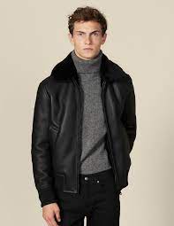 Blouson En Peau Retournee Business Casual Men Mens Fashion Streetwear Leather Jacket