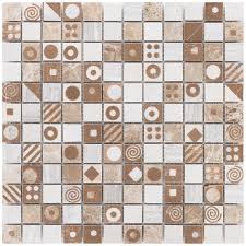 Deine fliese | dein zuhause: Mosaik Retro Mix Beige Grau Marmor Travertin 30 Cm X 30 Cm Kaufen Bei Obi