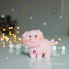 New 3D Paper Dresden Christmas Ornament Mini Black Pig Piggy Hog