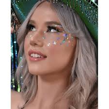 Rave Day Silver Holographic Face Decal Stickers