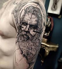 Black And Grey Realism Tattoo Design Blackwork Tattoo Blackwork And Black Grey Realistic Tattoo Color Of Greek Tattoo And Statue Tattoo At Arm Tattoo Design Ide Zeus Tattoo Greek Tattoos Tattoos