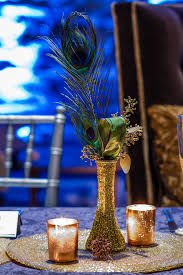 Peacock Feather With Gold Vase Centerpiece Peacock Wedding Centerpieces Gold Vase Centerpieces Unique Wedding Centerpieces