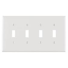 Leviton White 4 Gang Toggle Wall Plate 1 Pack R52 00pj4 00w The Home Depot