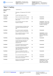 We did not find results for: Take 5 Safety Template Free And Editable Take 5 Template