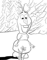 Frozen Free Coloring Page Of Olaf Finding A Flower With The Trees In The Background Covered In Snow Olaf Malvorlagen Eiskonigin Malvorlagen Malvorlagen Blumen