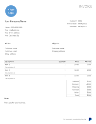 Download free customizable invoice templates in excel, word, pdf, google sheets and docs. Free Sample Invoice Template In Word Paypal Business Resource Center