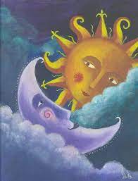 sun and moon soleil lune etoiles art coloriage de phare