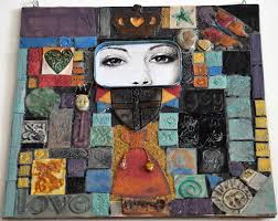 Mosaic Crafted From Homemade Polymer Clay Tiles Homemade Polymer Clay Polymer Clay Crafts Mixed Media Mosaic