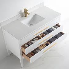 View details ryder 49 in. Dowell Bathroom Vanity 48 Inch 031 48 0115 Matt White Gold Handle