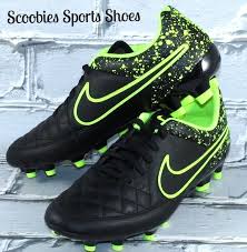 New Mens Nike Tiempo Genio Leather Fg Soccer Cleats Black Volt Soccer Cleats Nike Men Cleats