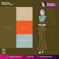 Jika warna baju cerah, pilih warna tanah tudung yang lembut daripada kategori yang sama. Padanan Warna Baju Dan Tudung Raya 2020 Puan Mary
