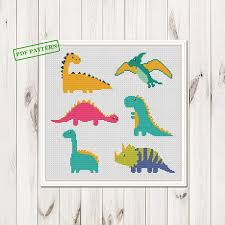 Customise with your choice of colours to really cross stitch pattern silhouette dinosaur velociraptor tribal vintage monochrome counted crossstitch patterns (cross stitch pattern dinosaur) designed. Cross Stitch Dinosaur Pattern Nursery Decor Cute Baby Etsy Cross Stitch Cross Stitch Patterns Flowers Nursery Patterns