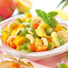 Tropischer Obstsalat Mit Basilikum Joghurt Sauce Rezept Aldi Nord Rezepte Rezept Obstsalat Aldi Rezepte Obst