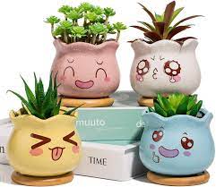 Nothing like starting your own mini cactus garden , our cactus flower pots is perfect for all cactus species and also well designed to add decoration value to your home or garden. Yangbaga Mini Flower Pots Ceramic Succulent Decorative Vase Succulent Pots Cactus Plant Pots 4 6 Colour Set 4 Colours Amazon De Garten