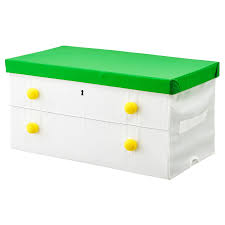 Flyttbar Box With Lid Green White 31x16 X16 Ikea In 2020 Toy Trunk Ikea Box With Lid