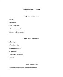 Writing an outline is the next stage in the writing process after brainstorming and researching. Free 8 Sample Speech Outline Templates In Pdf Ms Word
