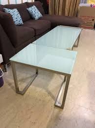 Modern dining table and chairs. Crate And Barrel Cb2 Glass Coffee Table And Side Table Furniture Tables Chairs On Carousell