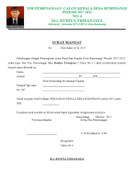 Ini adalah contoh surat mandat dari kepala sekolah untuk guru atau pembina pramuka.full description. Contoh Surat Mandat Saksi Pilkades 2019 Doc