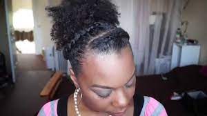 Style Me Simple Natural Hair Two Braids A Puff Natural Braided Hairstyles Natural Hair Styles Quick Natural Hair Styles