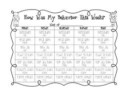 Student Weekly Behavior Charts 2nd Grade Worksheets