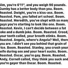 Michael Scott S Boom Roasted Speech Sticker By Janie Cornish Michael Scott Boom Roasted Boom Roasted Roast Speech