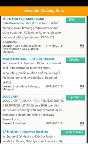 Kerja kosong jobs now available in shah alam. Jawatan Kosong Asia 4 1 Pour Android Telechargez L Apk