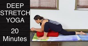 Deep Stretch And Restorative Yoga With A Bolster 20 Minutes Yoga Bolster Restorative Yoga Restorative Yoga Poses