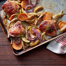 Five Spice Chicken Thighs With Apples And Sweet Potatoes Recipe Recipe Chicken Spices Five Spice Chicken Recipes