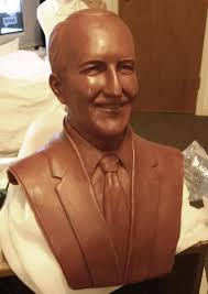 Mayor Frank G. Bonelli Bronze Portrait Bust, 'Man of the Century'  Huntington Park City Hall