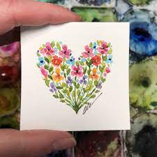 Fl Heart Mini Painting